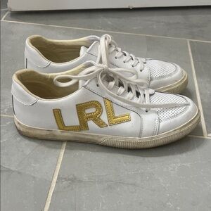 Lauren Ralph Lauren White and Gold Sneakers